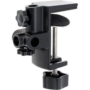 Desk Lamp Clamp, 1/2 inches 4 Hole Metal Table Mounting Clamp, Universal C Clamp for Magnifying Light/Microphone/Boom Scissor Arm, Fits up to 2-1/2 inches Desktop Thickness(Black)