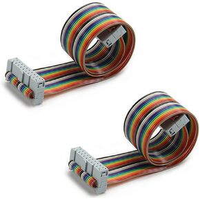 Fielect 2pcs IDC Rainbow Wire Flat Ribbon Cable 10 Pin 30cm Length 2.54mm Pitch