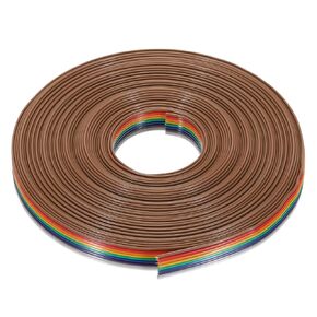 MECCANIXITY 1 Pcs 9 Pin Flat Rainbow Ribbon Cable 32.8FT 1.27mm Pitch Breadboard Jumper Wires for Electronic Projects