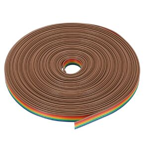 MECCANIXITY 1 Pcs 9 Pin Flat Rainbow Ribbon Cable 32.8FT 1.27mm Pitch Breadboard Jumper Wires for Electronic Projects