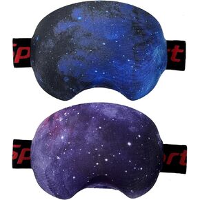 2 Pack Lycra Microfiber Ski Snowboard Goggle Cover Sleeve Protectors for Lens Protection Travel Storage, Blue+Purple