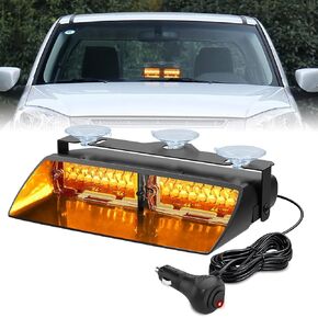 Nilight Emergency Strobe Lights Windshield Hazard Warning Safety Flash Lights with Suction Cups Super Bright LED Lights Amber White for Police Enforcement Firefighters Vehicle Truck
