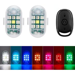 SEISSO 2-Pack Wireless Remote Control Anti-Collision Led Strobe Lights USB Charging Emergency Drone Strobe Lights Kit Warning Hazard Flash Strobe Lights for Vehicles Cars Trucks, 7 Colors Changing