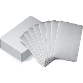 30 Pieces 304 Stainless Steel Metal Business Cards Blank Steel Laser Engraving Stainless Cards for House Office Customer DIY Gift Plate, 86 x 54 mm(0.8mm Thickness)