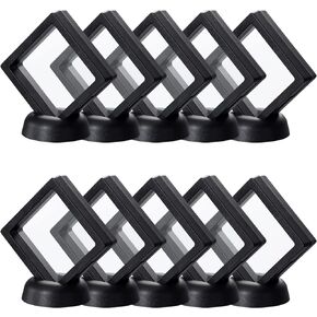Black 3D Floating Frame, Uceoo 10 Pack 2.75×2.75×0.8"/70X70X20mm Challenge Coin Holder Coin Floating Display with 10 Bases for Coin Medallions Specimen Jewelry