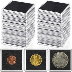 Coin Cases for Collectors Coin Display case Acrylic Silver Dollar Coin Snap Holder 2 x 2 Inch Half Dollar Coin Holder Collectors Silver Dollar Display Box for Coin Collection Supplies (15 Pcs)