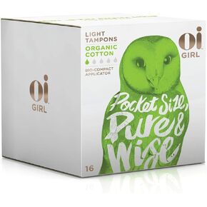 Oi Girl Organic Cotton Tampons, Box of 16 Light Tampons, Discreet BioCompact Applicator in Kuwait