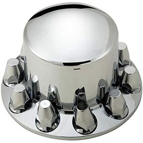 Chrome ABS Rear Dome Axle Cover Include Beauty Ring-Center Cap 10pcs 33mm Nut Covers for Semi Truck