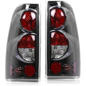 Nakuuly Tail Light Black Compatible With 1999-2006 Chevy Silverado 1500 2500 3500 2007 Classic, 1999-2002 GMC Sierra 1500 2500 3500 Driver and Passenger Side Taillights without Bulb