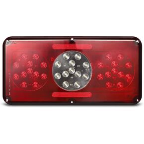 Partsam Rectangular Triple LED Trailer Tail Light Red RV Camper Motorhome Stop Turn Tail Backup Reverse Lights Vertical and Horizontal Mount