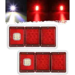 Partsam 2 قطعة مصابيح LED ثلاثية الذيل 45 مصباح LED، مستطيل عمودي أو أفقي جبل LED مقطورة العربة RV أضواء الذيل توقف بدوره الذيل النسخ الاحتياطي عكس الأضواء الخلفية ث / قاعدة سوداء - عدسة حمراء / واضحة