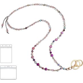 Lanyard for ID Badges and Keys, Natural Stone Beaded Lanyard Teacher Lanyard, ID Badge Holder with Lanyard Key Lanyard for Women(colorful) in Kuwait