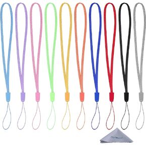 Wisdompro 10 Pack Hand Wrist Strap Lanyard, 7 Inch Short Colorful Nylon Wrist Lanyard for USB Flash Drives, Keys, Keychain, ID Badges, Name Tags, Card Holder - Assorted Colors