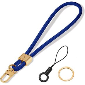 Fishent Keychain Wristlet lanyard, Cute Key Chain Holder, Upgraded Woven Wrist Lanyard for Keys, Wristlet Strap KeyChain for Women Men Car Keys ID Badges Card Wallet Phone (Black)