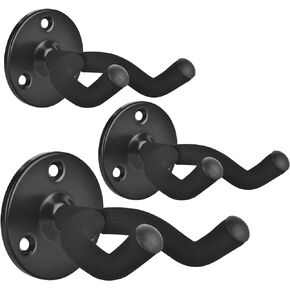 DOMMI Guitar Wall Mount 3 Pack, Guitar Hanger with Rotatable Soft Guitar Holder for All Size Guitars, Solid Metal U-Shaped Guitar Wall Hanger for Acoustic Electric Guitar, Bass, Guitar Hooks for Wall