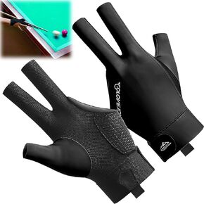 Jawfait Billiards Glove 3 Finger for Left Hand, Durable Billiard Pool Glove Professional Quick-Dry Breathable, Shooters Snooker Cue Sport Glove Popular Sizes for Men & Women