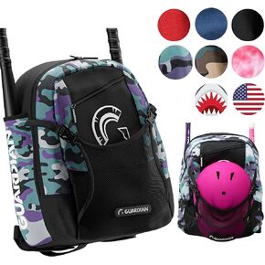 Guardian Rookie Baseball BackPack for Boys or Girls - Bat Pack Bag For Kids External Helmet Storage - Holds Two Bats