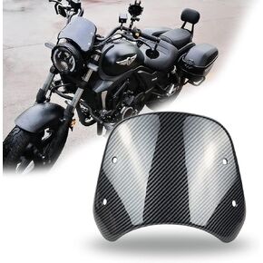 Universal High Motorcycle Windshield Wind Deflector Windscreen Front Flyscreen with Mount for Motorbike 5"-7" LED Headlight