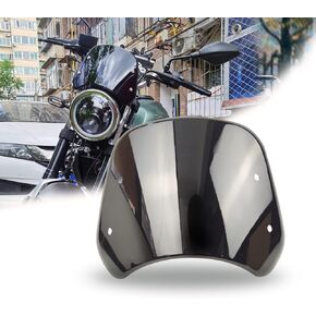 Universal High Motorcycle Windshield Wind Deflector Windscreen Front Flyscreen with Mount for Motorbike 5"-7" LED Headlight