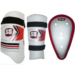 SS Cricket Protection Combo : Thigh Guard, Arm Guard, Abdominal Guard - Men's Size