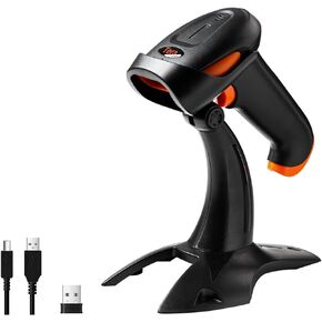 Tera Pro Wireless 2D QR Barcode Scanner 3 in 1 Bluetooth & 2.4GHz Wireless & USB Wired Connection Connect Smart Phone Tablet PC Image Bar Code Reader with Vibration Alert Model HW0002-O