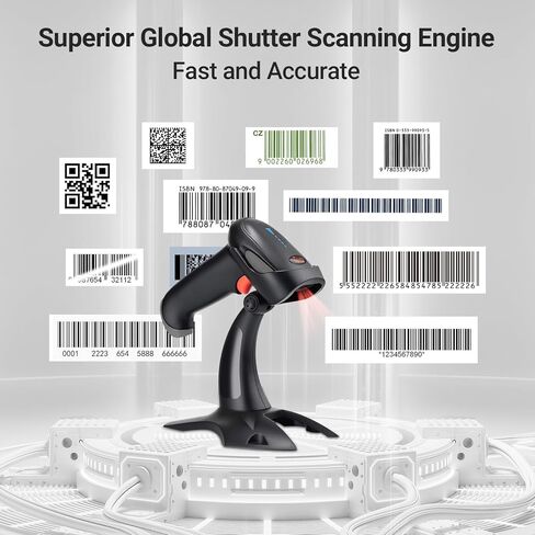 Tera Barcode Scanner Wireless 1D 2D QR with Stand: Battery Level Indicator 3 in 1 Works with Bluetooth 2.4G Wireless USB Wired Handheld Bar Code Reader with Vibration Alert HW0002 Orange in Kuwait