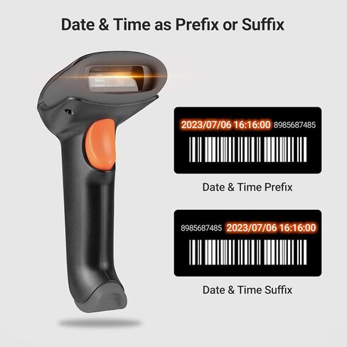 Tera Barcode Scanner Wireless 1D 2D QR with Stand: Battery Level Indicator 3 in 1 Works with Bluetooth 2.4G Wireless USB Wired Handheld Bar Code Reader with Vibration Alert HW0002 Orange in Kuwait