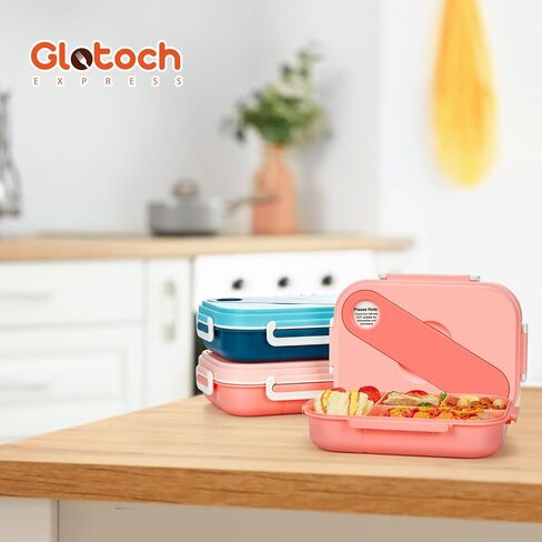 حاويات صندوق طعام للأطفال البالغين من Glotoch Pink Bento Box مكونة من 5 أقسام - آمنة للاستخدام في الميكروويف وغسالة الأطباق والفريزر - مثالية للعمل والمدرسة والوجبات أثناء التنقل، مع أدوات وبرطمان صلصة، 47 أونصة/1400 مل، وردي in Saudi Arabia