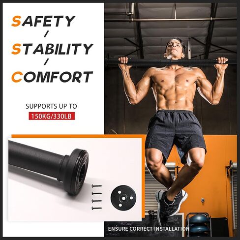Okmaba Upgrade Pull Up Bar for Doorway: Max Capacity 330 lbs - Portable Upper Body Fitness Workout Bar, Strength Training Chin up Bar with Screws，Exercise Bar for Home Gym in Saudi Arabia