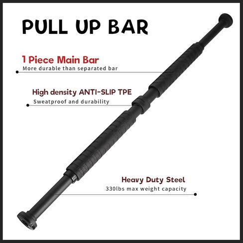 Okmaba Upgrade Pull Up Bar for Doorway: Max Capacity 330 lbs - Portable Upper Body Fitness Workout Bar, Strength Training Chin up Bar with Screws，Exercise Bar for Home Gym in Saudi Arabia