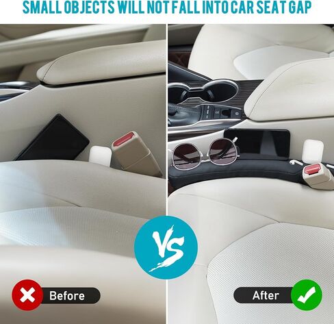 مجموعة حشو فجوات مقعد السيارة من كاسكاوايز مكونة من قطعتين، حاجز مقعد السيارة الجلدي يملأ الفجوة بين المقعد ووحدة التحكم لمنع الأشياء من السقوط، ملحقات السيارة مناسبة عالميًا للسيارة وسيارات الدفع الرباعي والشاحنة (أسود) in Kuwait