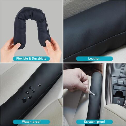 مجموعة حشو فجوات مقعد السيارة من كاسكاوايز مكونة من قطعتين، حاجز مقعد السيارة الجلدي يملأ الفجوة بين المقعد ووحدة التحكم لمنع الأشياء من السقوط، ملحقات السيارة مناسبة عالميًا للسيارة وسيارات الدفع الرباعي والشاحنة (أسود) in Kuwait
