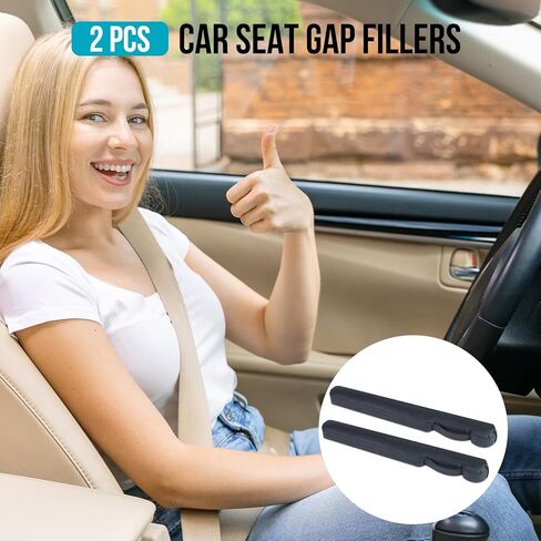 مجموعة حشو فجوات مقعد السيارة من كاسكاوايز مكونة من قطعتين، حاجز مقعد السيارة الجلدي يملأ الفجوة بين المقعد ووحدة التحكم لمنع الأشياء من السقوط، ملحقات السيارة مناسبة عالميًا للسيارة وسيارات الدفع الرباعي والشاحنة (أسود) in Kuwait