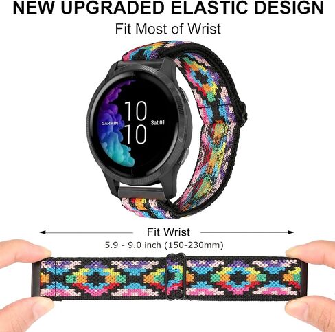 أربطة مطاطية من GARTOO لساعة Garmin Venu/Sq/Sq 2/Forerunner 245/645 الموسيقية، Garmin Vivoactive 5 Bands، سوار معصم رياضي من النايلون 20 مم لـ Garmin Vivomove HR/Sport، Vivoactive 3 للرجال والنساء in Kuwait