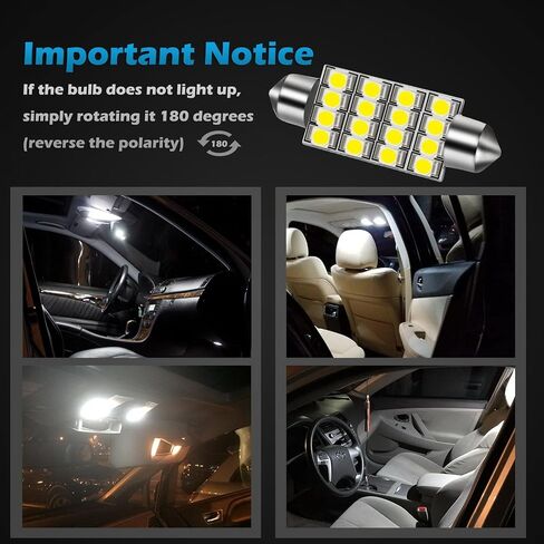 Partsam 578 LED لمبة بيضاء 211-2 212-2 41 مم 42 مم مصابيح قبة LED اكليل، 6000K فائقة السطوع LED مصابيح خريطة لمبات Canbus خالية من الأخطاء للسيارة الداخلية قبة صندوق السيارة أضواء لوحة الترخيص in Saudi Arabia