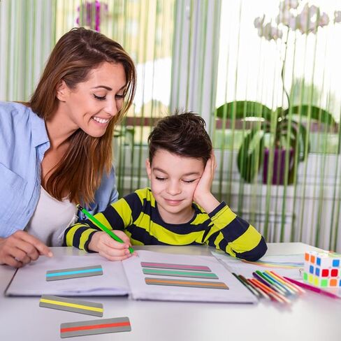 16 Pieces Guided Reading Strips 8 Colored Overlays Reading Colorful Bookmarks Highlighter Strips for Books Dyslexia Reading Line Highlighter Strips for Kids Children Teacher Teaching Supplies in Saudi Arabia
