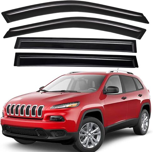 Lightronic WV194981 in-Channel Side Window Visor Deflector Rain Guard, Dark Smoke, 4-Pieces Set, Fits 2014-2023 Jeep Cherokee in Saudi Arabia