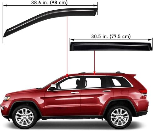 Lightronic WV194981 in-Channel Side Window Visor Deflector Rain Guard, Dark Smoke, 4-Pieces Set, Fits 2014-2023 Jeep Cherokee in Saudi Arabia