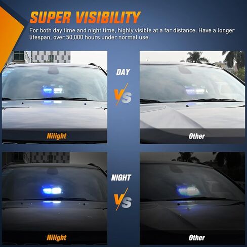 أضواء نيلايت القوية في حالات الطوارئ، مصابيح فلاش أمان للتحذير من مخاطر الزجاج الأمامي مع أكواب شفط، مصابيح LED قوية فائقة السطوع لشاحنة سيارات رجال الإطفاء لإنفاذ الشرطة، ضمان لمدة عامين in Kuwait