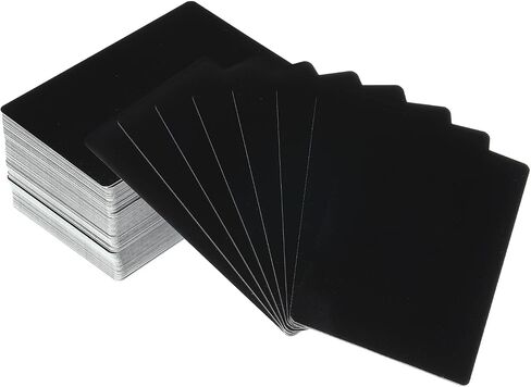 PATIKIL 100 Pack Metal Business Cards Blank, 0.45mm Thick 3.4x2.1 Inch Aluminum Laser Engrave Printable Name Card for Custom DIY, Matte Black in Saudi Arabia