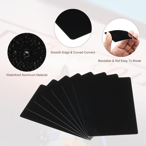 PATIKIL 100 Pack Metal Business Cards Blank, 0.45mm Thick 3.4x2.1 Inch Aluminum Laser Engrave Printable Name Card for Custom DIY, Matte Black in Saudi Arabia