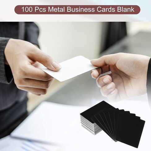 PATIKIL 100 Pack Metal Business Cards Blank, 0.45mm Thick 3.4x2.1 Inch Aluminum Laser Engrave Printable Name Card for Custom DIY, Matte Black in Saudi Arabia