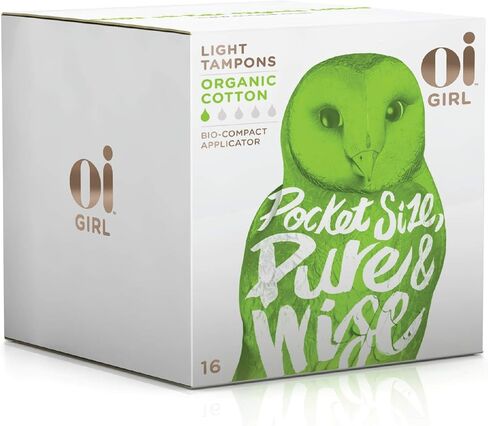 Oi Girl Organic Cotton Tampons, Box of 16 Light Tampons, Discreet BioCompact Applicator in Kuwait