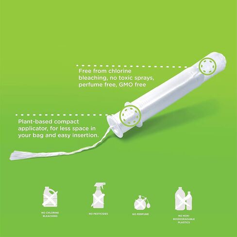 Oi Girl Organic Cotton Tampons, Box of 16 Light Tampons, Discreet BioCompact Applicator in Kuwait