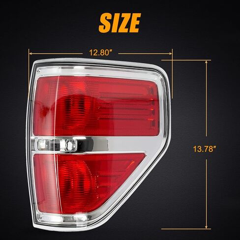 RANSOTO F150 Tail Light Compatible With Ford F150 F-150 2009 2010 2011 2012 2013 2014 Left Driver Side Brake Light - Chrome Trim in Saudi Arabia
