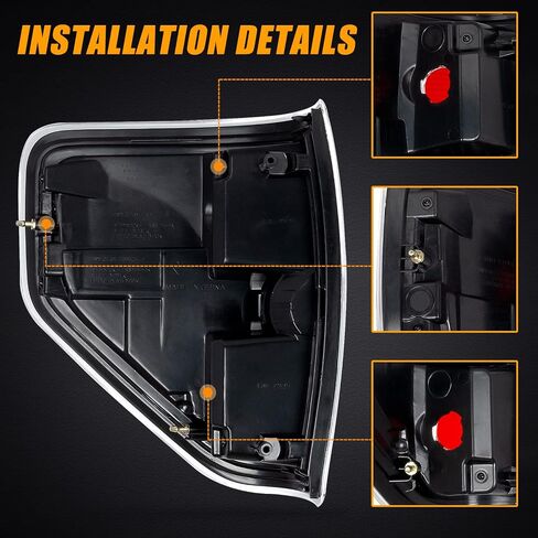 RANSOTO F150 Tail Light Compatible With Ford F150 F-150 2009 2010 2011 2012 2013 2014 Left Driver Side Brake Light - Chrome Trim in Saudi Arabia