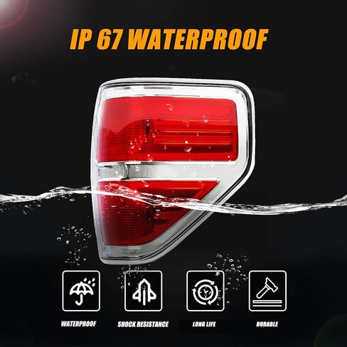 RANSOTO F150 Tail Light Compatible With Ford F150 F-150 2009 2010 2011 2012 2013 2014 Left Driver Side Brake Light - Chrome Trim in Saudi Arabia