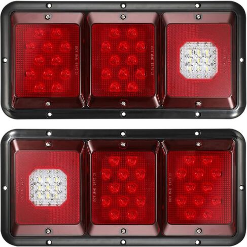 Partsam 2 قطعة مصابيح LED ثلاثية الذيل 45 مصباح LED، مستطيل عمودي أو أفقي جبل LED مقطورة العربة RV أضواء الذيل توقف بدوره الذيل النسخ الاحتياطي عكس الأضواء الخلفية ث / قاعدة سوداء - عدسة حمراء / واضحة in Saudi Arabia