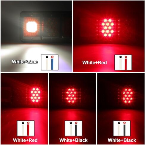 Partsam 2 قطعة مصابيح LED ثلاثية الذيل 45 مصباح LED، مستطيل عمودي أو أفقي جبل LED مقطورة العربة RV أضواء الذيل توقف بدوره الذيل النسخ الاحتياطي عكس الأضواء الخلفية ث / قاعدة سوداء - عدسة حمراء / واضحة in Saudi Arabia