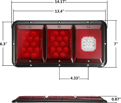 Partsam 2 قطعة مصابيح LED ثلاثية الذيل 45 مصباح LED، مستطيل عمودي أو أفقي جبل LED مقطورة العربة RV أضواء الذيل توقف بدوره الذيل النسخ الاحتياطي عكس الأضواء الخلفية ث / قاعدة سوداء - عدسة حمراء / واضحة in Saudi Arabia